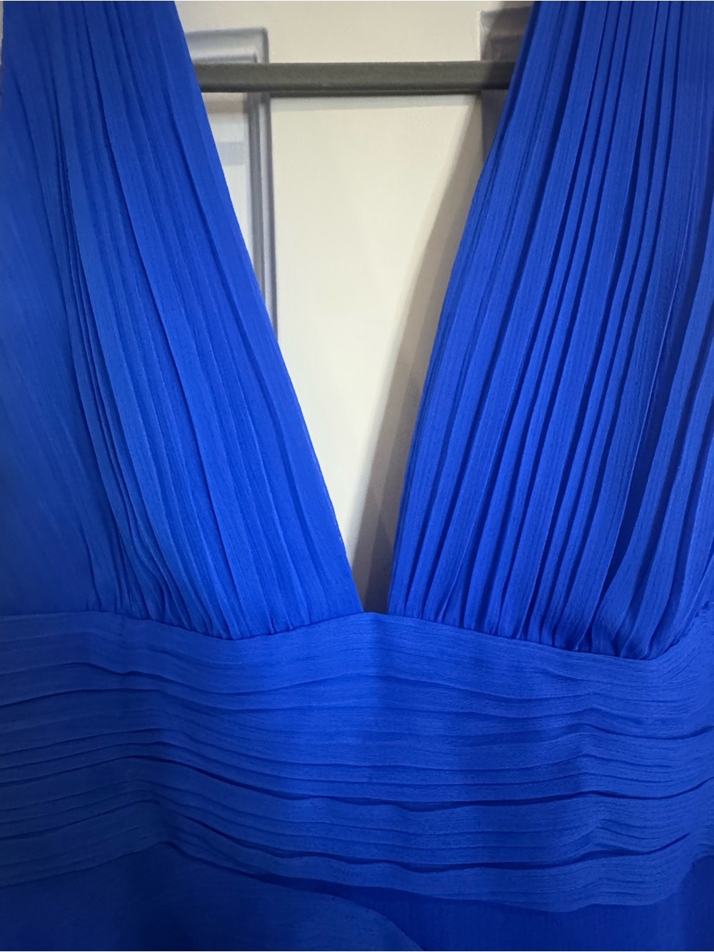 Alice + Olivia Cobalt Blue High-Low Ruffle V-Neck Dress - Picture 3 of 11